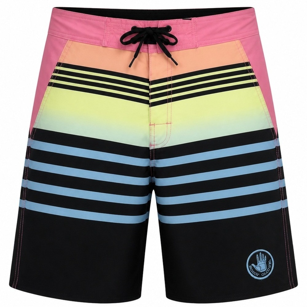 Body Glove Vapor Mens Board Shorts Size M/32 Pink Black Striped Swim Trunks Surf